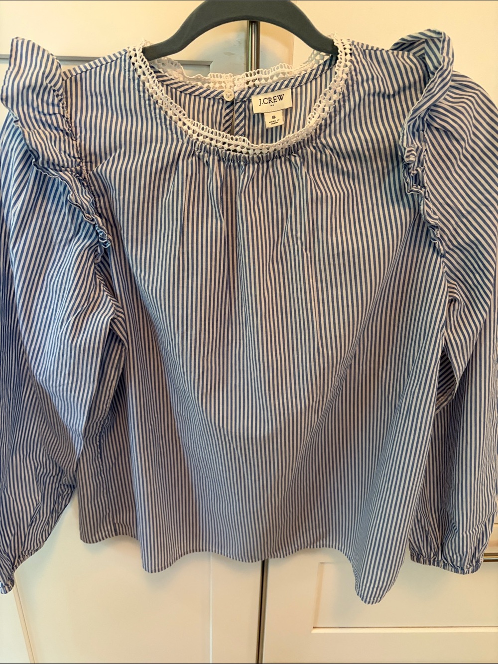 100% cotton blue and white striped J crew summer top
